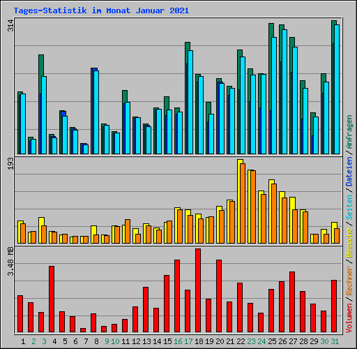 Tages-Statistik im Monat Januar 2021